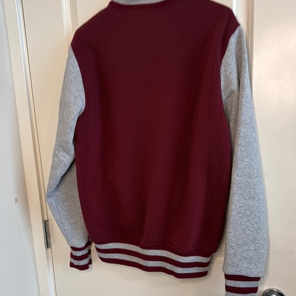 Burgundy and Gray Varsity Jacket - Picture 9 of 11